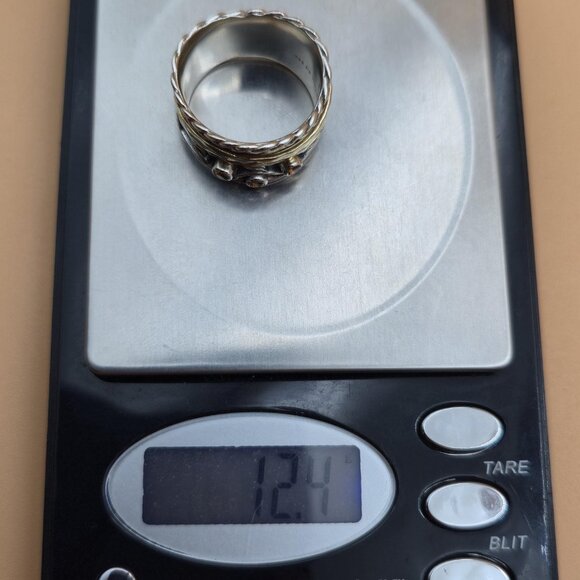 Size 10.25 Sterling Silver Triple Citrine Gem Spinner Nature Ring A5332 - Picture 10 of 10